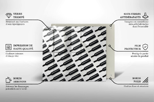 Protetor placa indução Garrafas de vinho preto