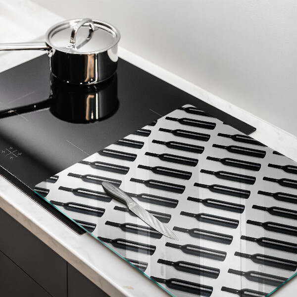 Protetor placa indução Garrafas de vinho preto