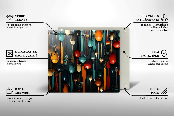 Tábua protetora Colheres e garfos coloridos