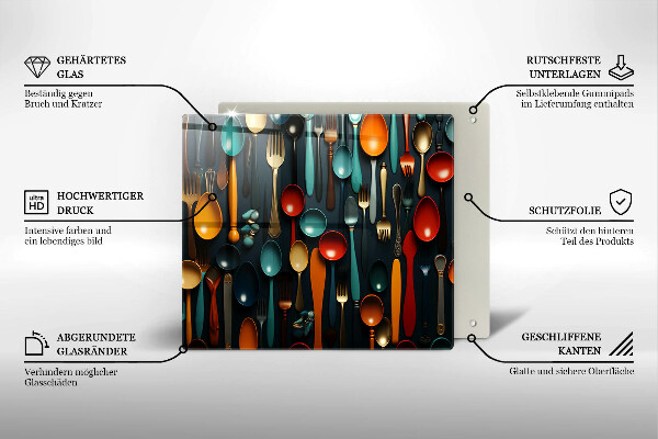 Tábua protetora Colheres e garfos coloridos