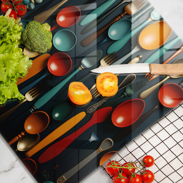 Tábua protetora Colheres e garfos coloridos