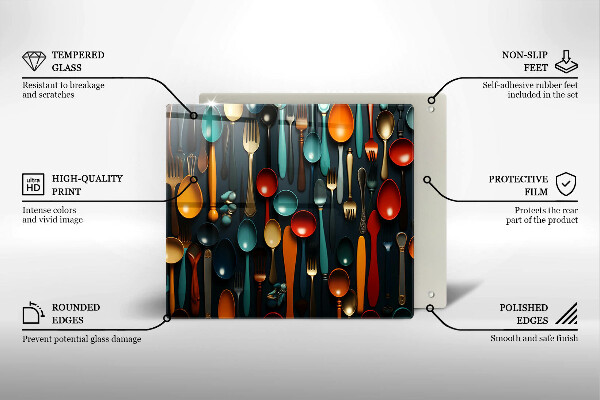 Tábua protetora Colheres e garfos coloridos