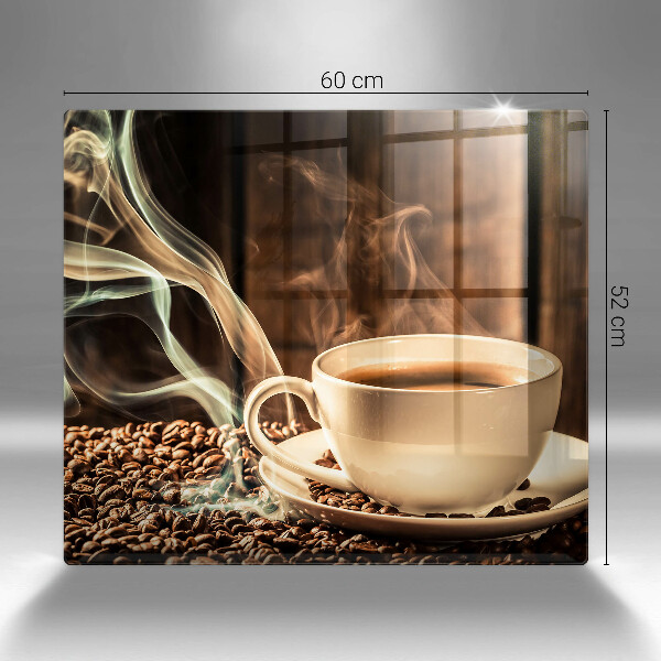 Tábua protetora Uma xícara e grãos de café