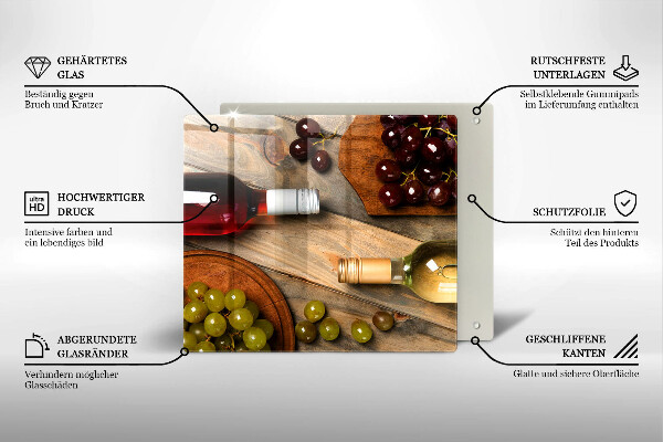 Protetor placa de indução Garrafas de vinho e uvas