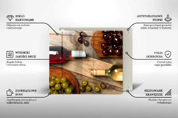 Protetor placa de indução Garrafas de vinho e uvas