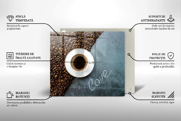 Protetor placa indução Grãos de café e uma xícara