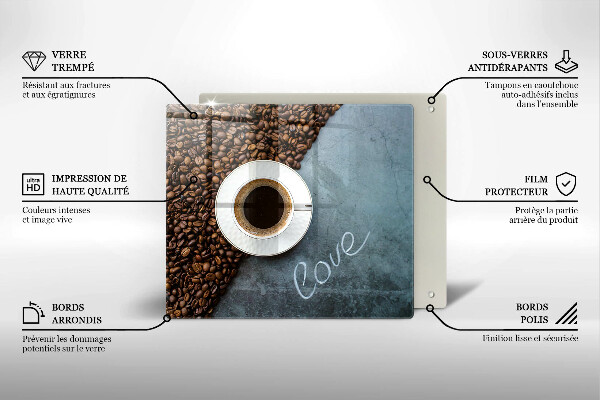 Protetor placa indução Grãos de café e uma xícara