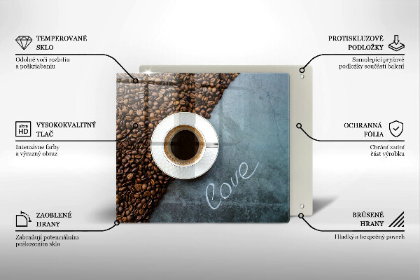 Protetor placa indução Grãos de café e uma xícara