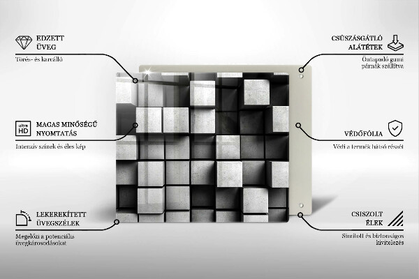 Protetor placa de indução Quadrados 3D abstratos