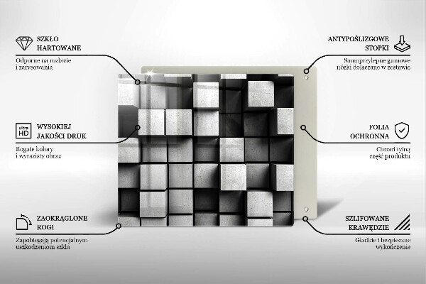 Protetor placa de indução Quadrados 3D abstratos