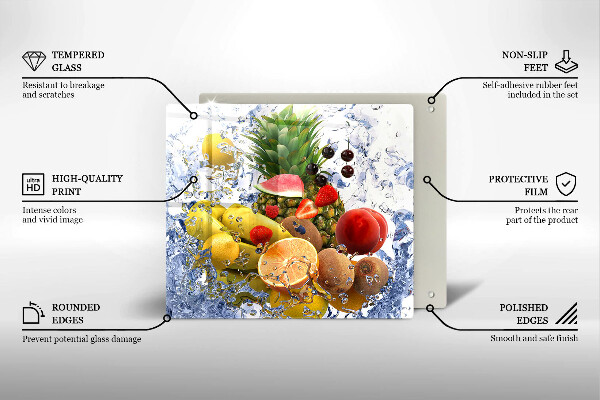 Protetor placa de indução Frutas suculentas e água