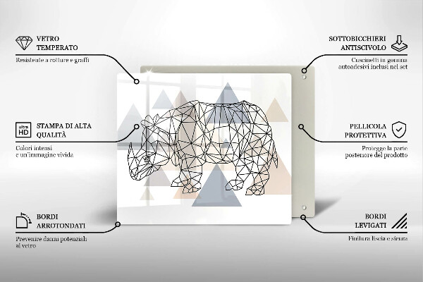 Protetor placa indução Rinoceronte de arte linear
