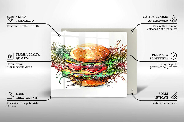Protetor placa indução desenho de hambúrguer