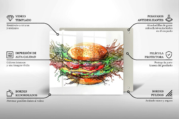 Protetor placa indução desenho de hambúrguer