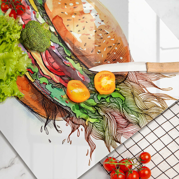 Protetor placa indução desenho de hambúrguer