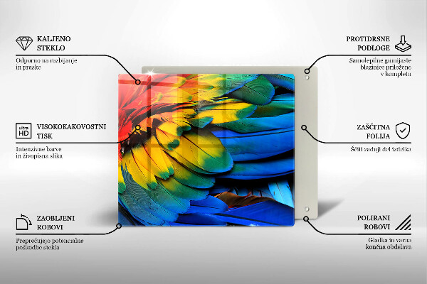Protetor placa de indução Penas coloridas de papagaio