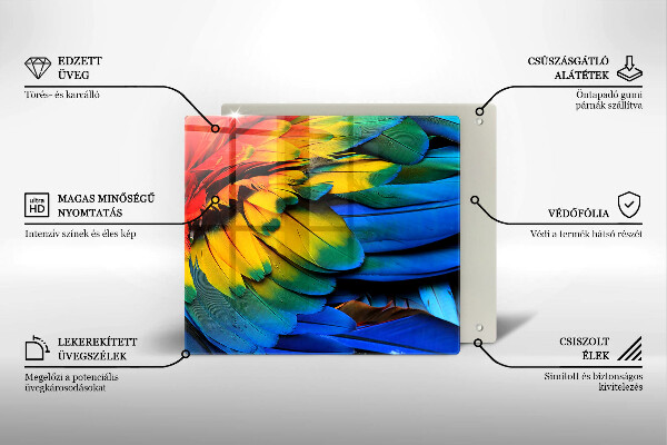 Protetor placa de indução Penas coloridas de papagaio