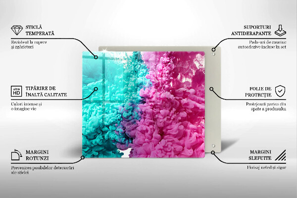 Protetor placa indução Fumaça rosa-turquesa