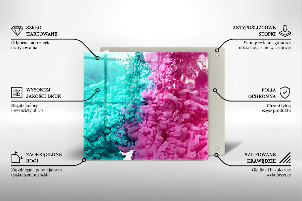 Protetor placa indução Fumaça rosa-turquesa