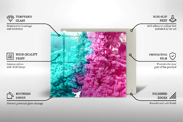 Protetor placa indução Fumaça rosa-turquesa