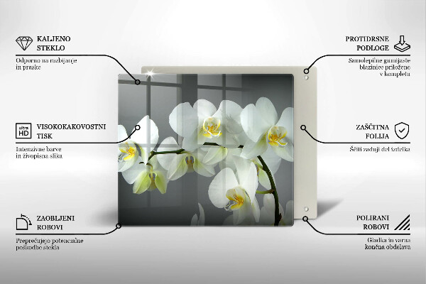 Protetor placa indução Flores de orquídea branca