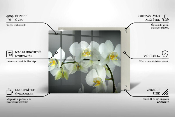 Protetor placa indução Flores de orquídea branca