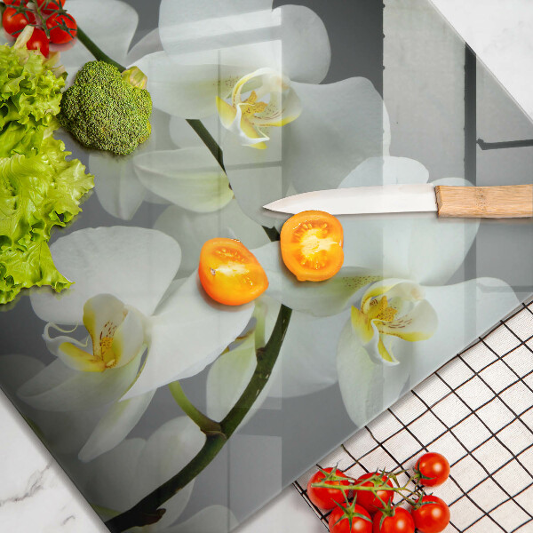 Protetor placa indução Flores de orquídea branca