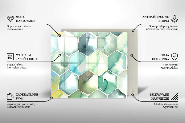 Protetor placa de indução Hexágonos em aquarela