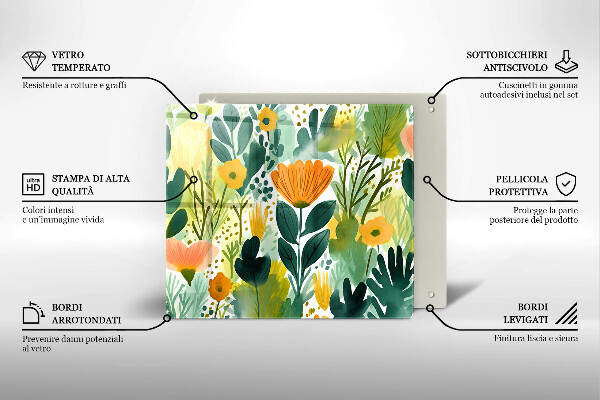 Protetor placa de indução Flores pintadas