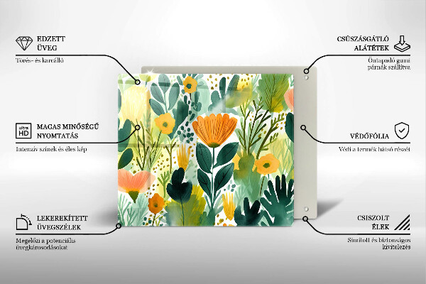 Protetor placa de indução Flores pintadas