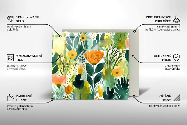 Protetor placa de indução Flores pintadas