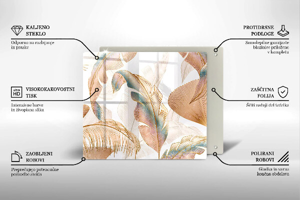 Protetor placa indução Penas e folhas Boho