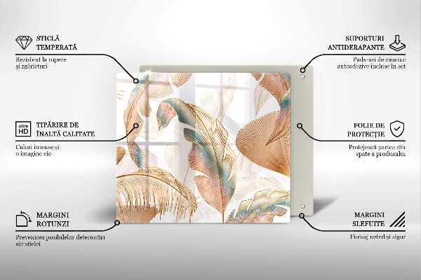 Protetor placa indução Penas e folhas Boho