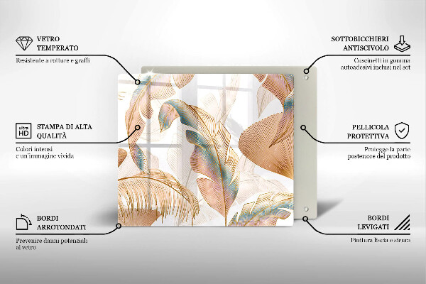 Protetor placa indução Penas e folhas Boho