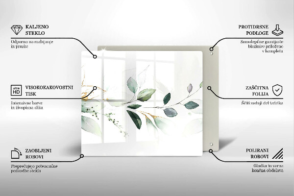 Protetor placa indução Folhas de aquarela