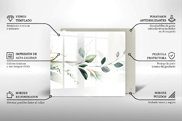 Protetor placa indução Folhas de aquarela