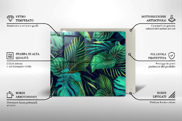 Protetor placa indução Ilustração de folhas da selva