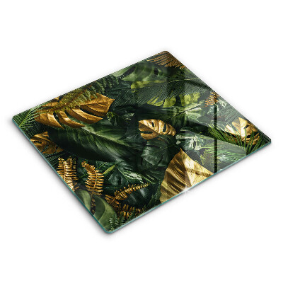 Protetor placa de indução Folhas de Monstera Dourada