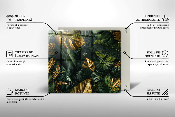 Protetor placa de indução Folhas de Monstera Dourada