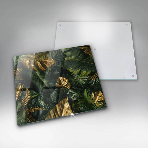 Protetor placa de indução Folhas de Monstera Dourada