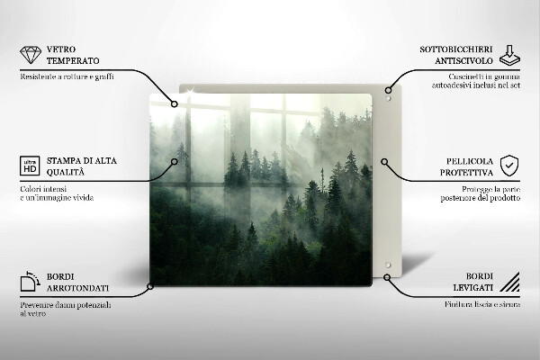 Tábua protetora Paisagem de floresta enevoada