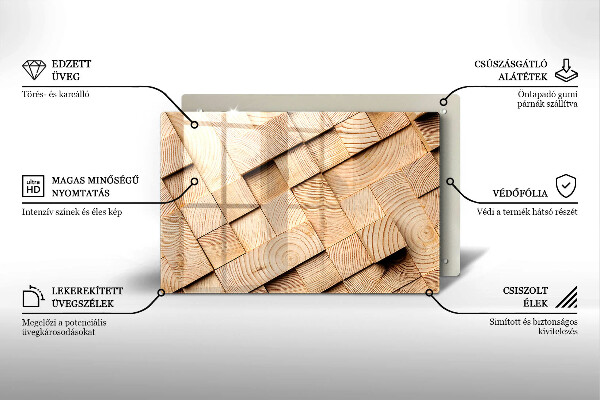 Protetor de fogão de vidro Quadrados de madeira