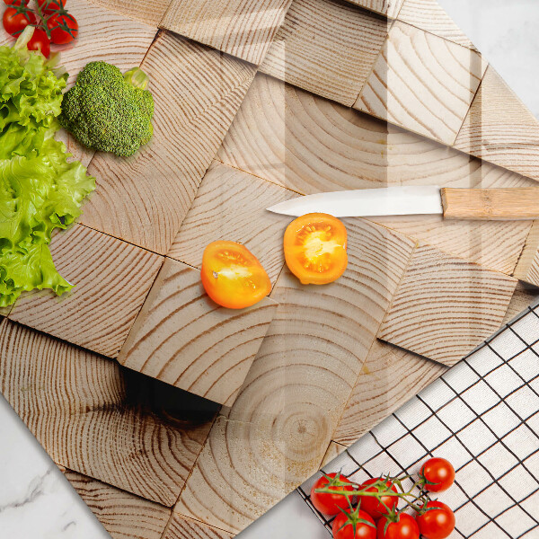 Protetor de fogão de vidro Quadrados de madeira