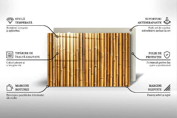 Protetor de fogão de vidro Bambu boho natural