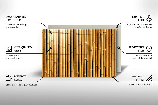 Protetor de fogão de vidro Bambu boho natural
