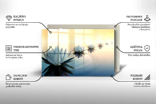 Protetor para fogão de vidro Flores de nenúfar