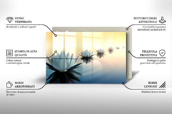 Protetor para fogão de vidro Flores de nenúfar