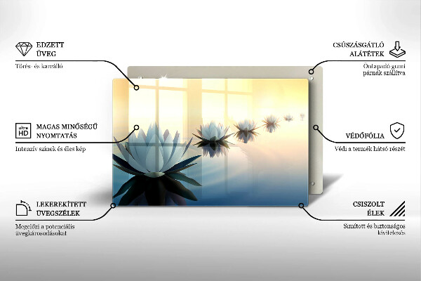 Protetor para fogão de vidro Flores de nenúfar