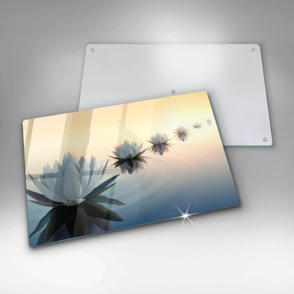 Protetor para fogão de vidro Flores de nenúfar