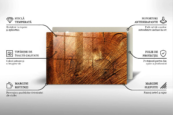 Protetor para fogão de vidro Anéis de árvores de madeira